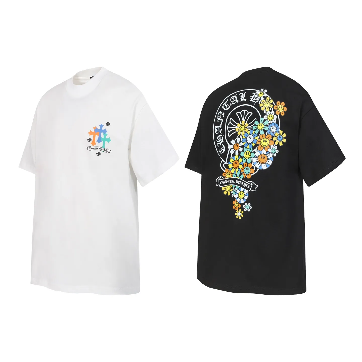 P150 cross-border model, please do not place an order if you are pursuing quality -Chrome Hearts/Chrome Hearts Sanskrit horseshoe sunflower print popular short-sleeved T-shirt -High weight, high density and high quality, soft, delicate and skin-friendly wool, soft and silky to the touch, excellent warmth and skin-friendly properties -Customized weaving and dyeing, no color difference, no matter the fabric or workmanship details, beat the ordinary version on the market -Colour: black white -Size: S M L XL
